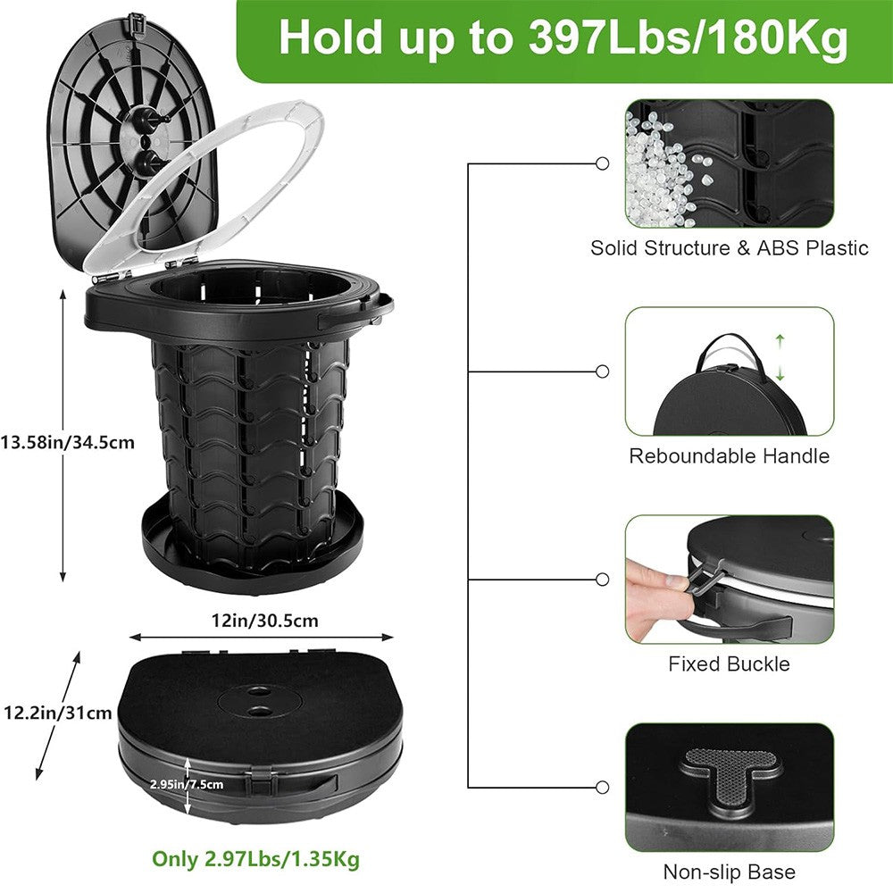 Portable Folding Camping Toilet with Lid