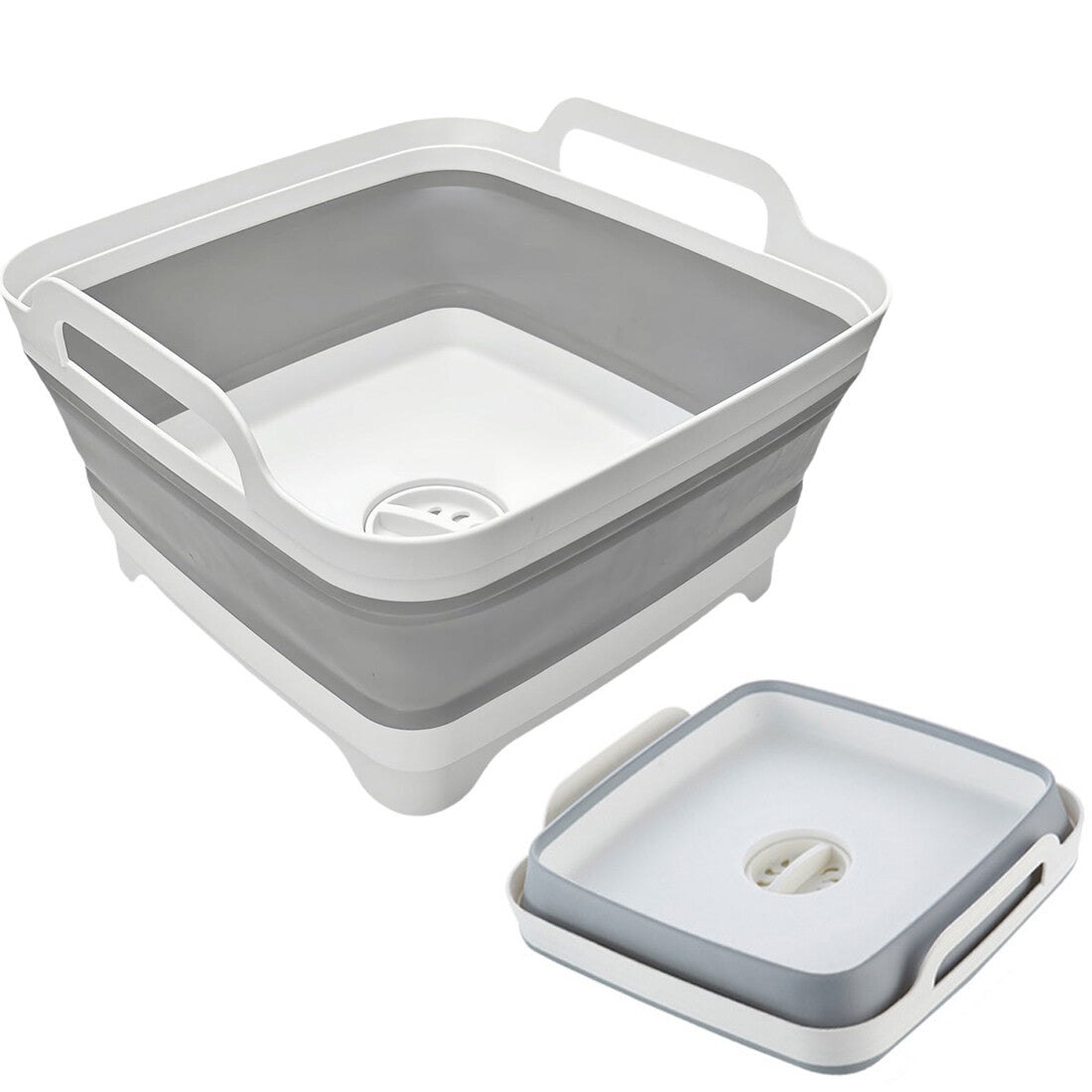 Foldable Camping Sink - Collapsible Washing Up Bowl with Drain / Lightweight Outdoor Basin