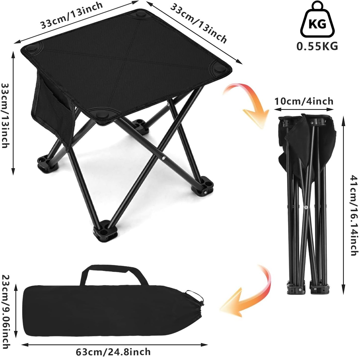Portable Folding Camping Stool with Side Pocket - Lightweight Outdoor Seat