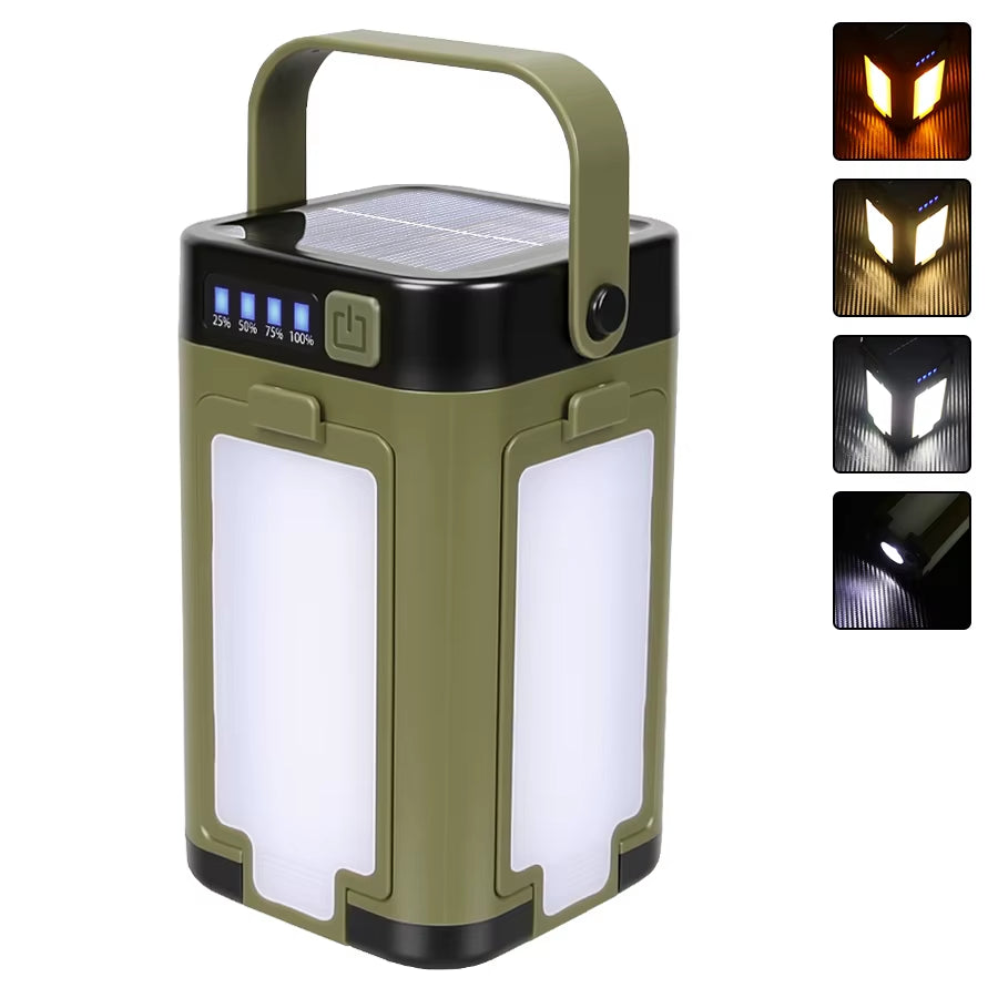 Solar Rechargeable Camping LED Lantern - Foldable Tent Light with Power Bank (UK)