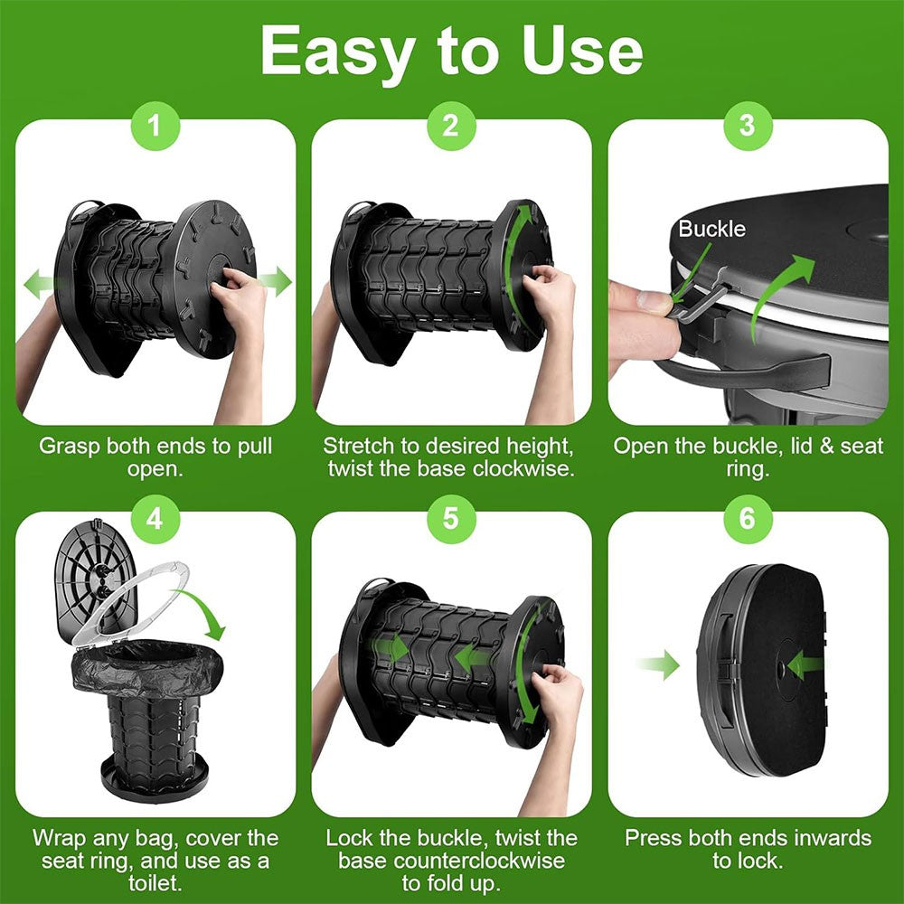 Portable Folding Camping Toilet with Lid