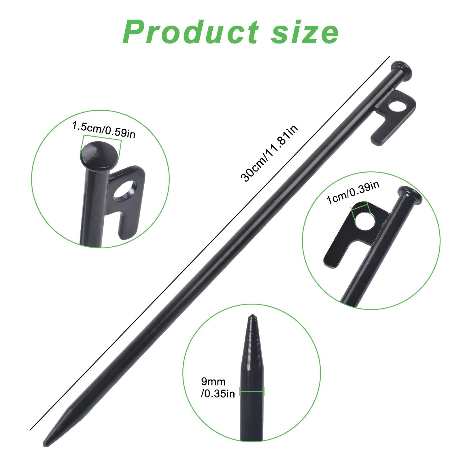 Heavy-Duty Tent Pegs (30cm) – Hard Ground Stakes