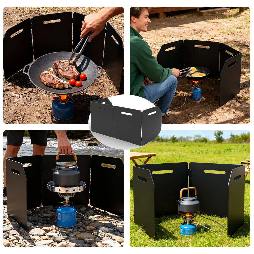 Camping Stove Windshield - Foldable Wind Shield for Gas Stove