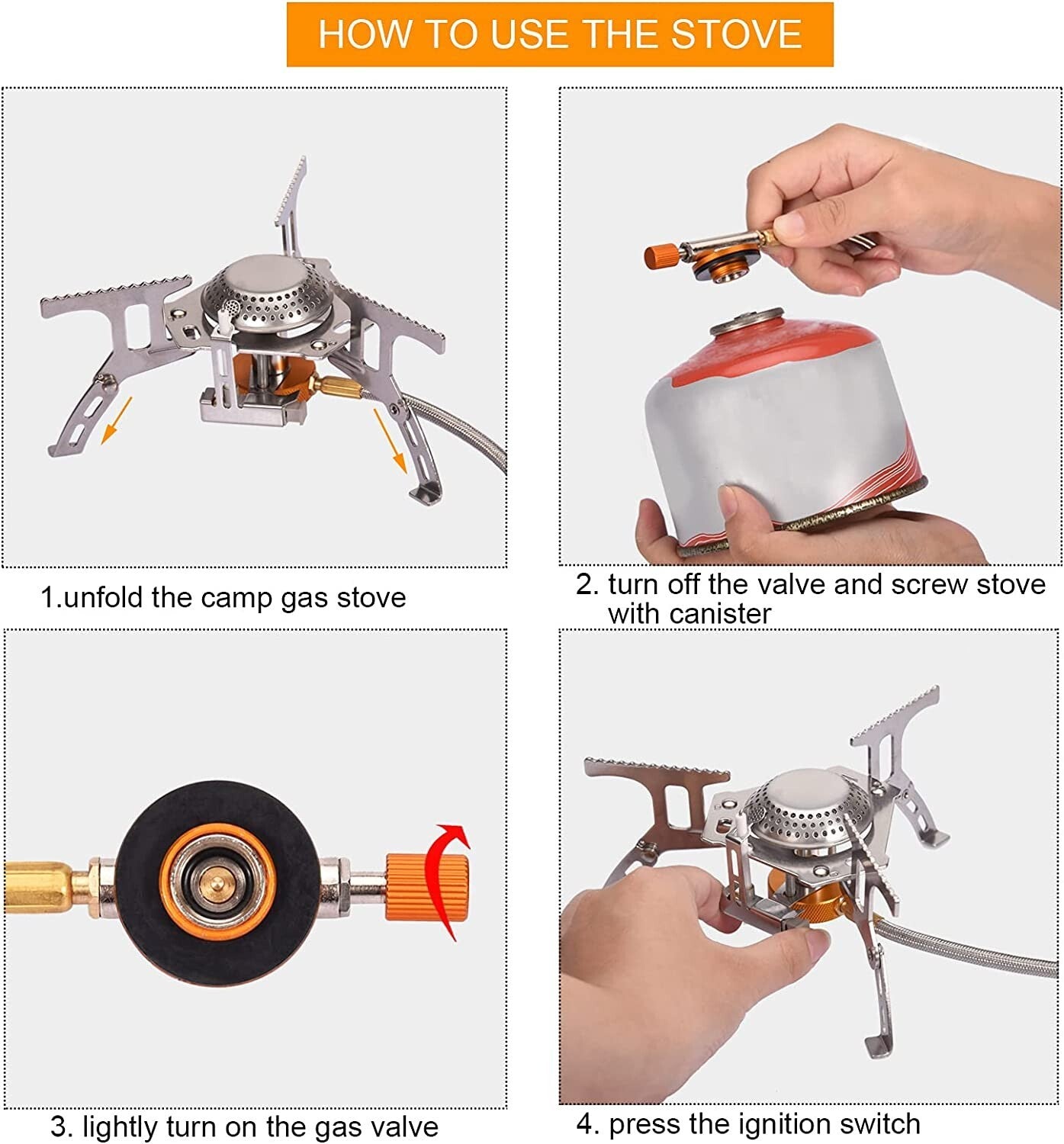 Portable Camping Gas Stove 3500W - Push Button Ignition
