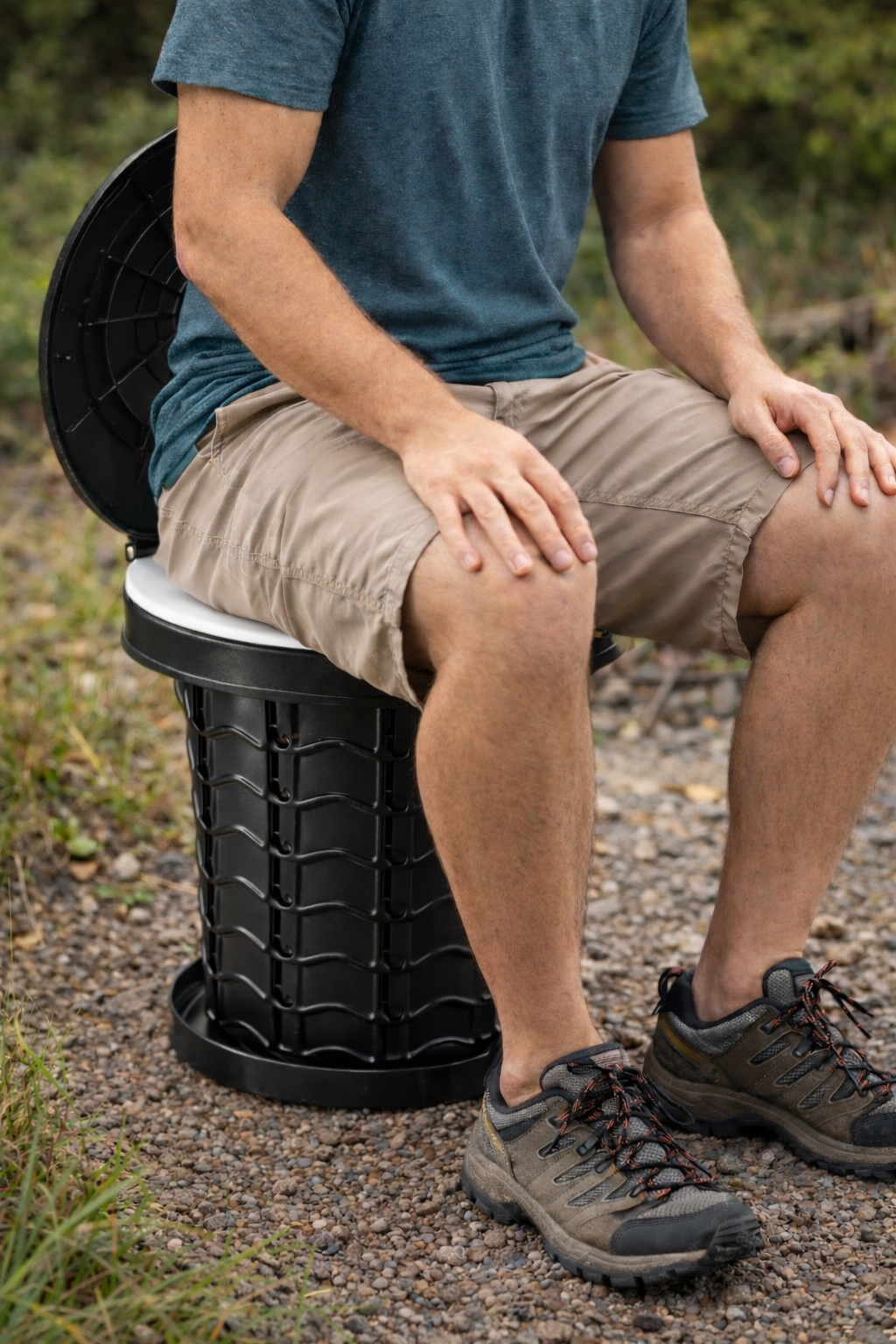 Portable Folding Camping Toilet with Lid