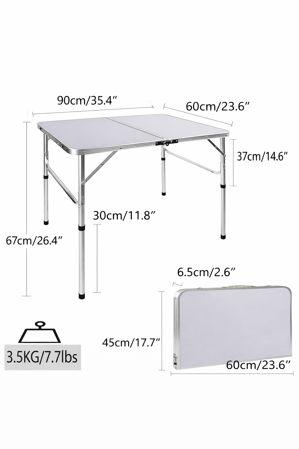 Medium Folding Aluminium Table - Stable, Spacious Design