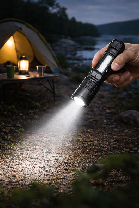 Rechargeable Camping Torch with Zoom & COB Side Light (USB-C)
