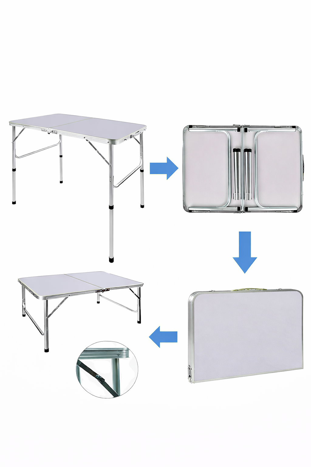 Medium Folding Aluminium Table - Stable, Spacious Design